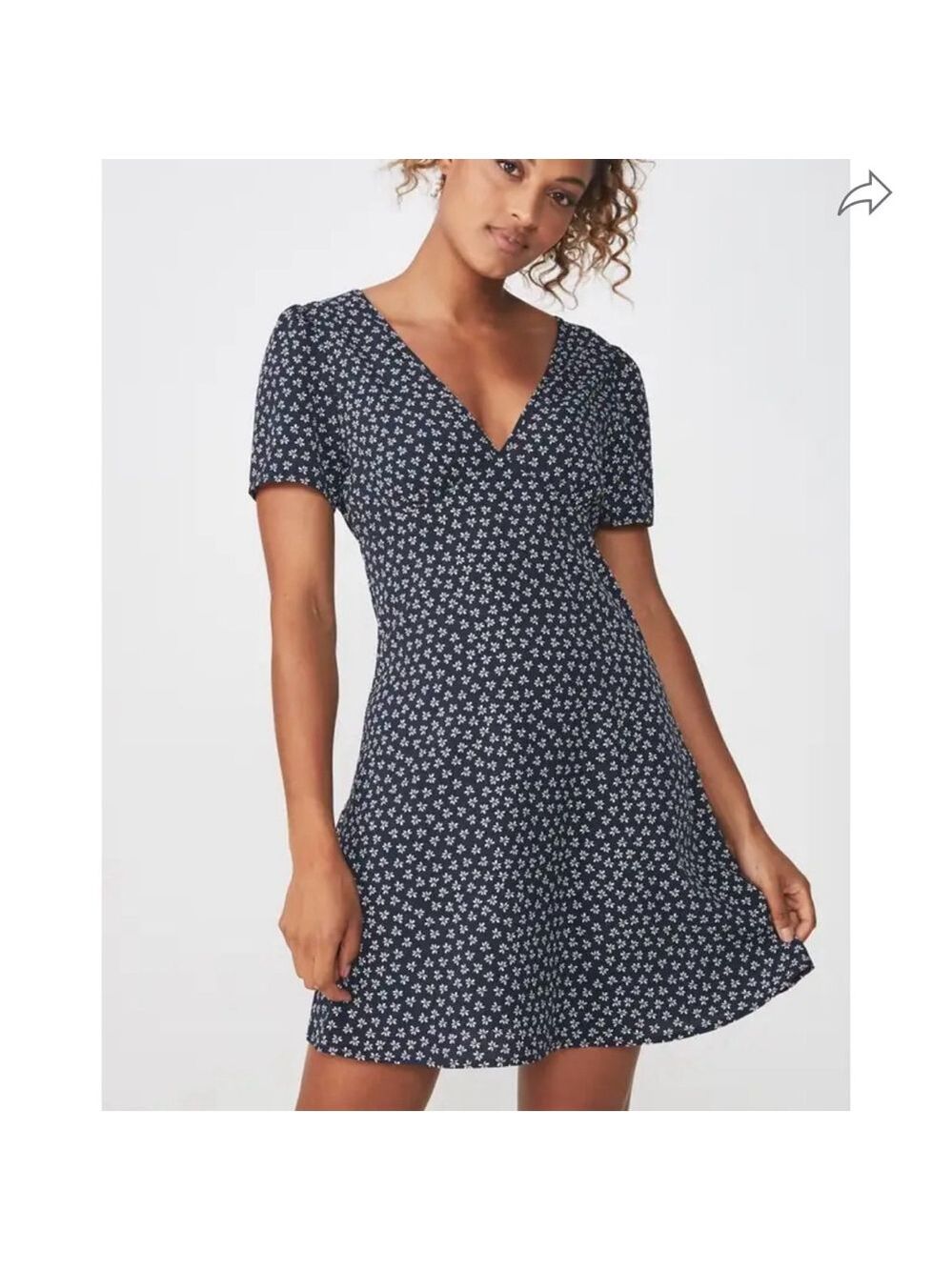 Cotton On Navy Blue A-line Floral Mini Dress